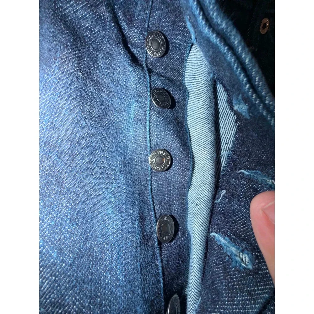 Levis 501 Original Fit Jeans Mens 38x34 Dark Wash Indigo Blue Button Fly Denim